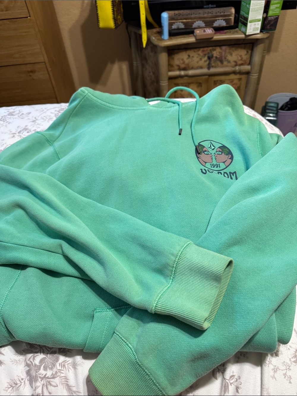 Volcom Mint Green Graphic Pullover Sweatshirt